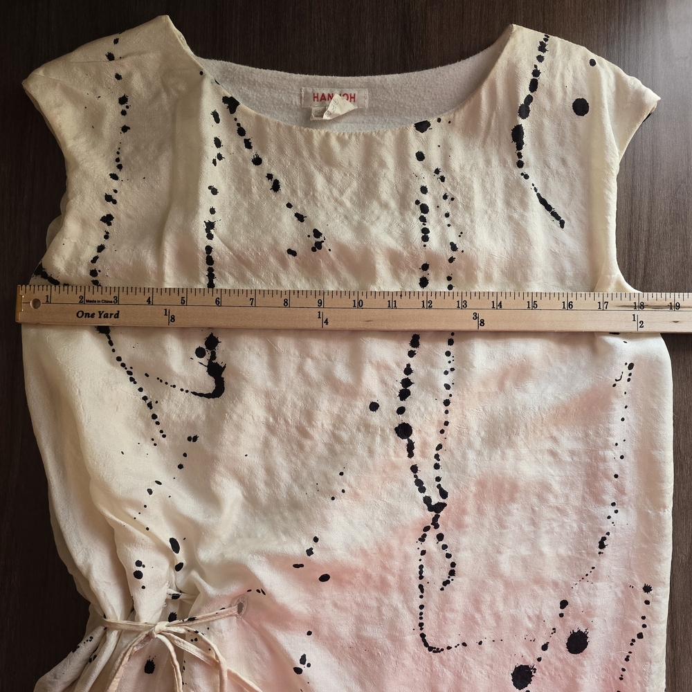 Vintage Hannoh Wessel Silk White and Black Paint Splatter Midi Dress Size 36 - Picture 8 of 12